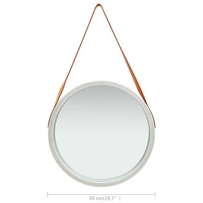 Wall Mirror with Strap 50 cm Silver