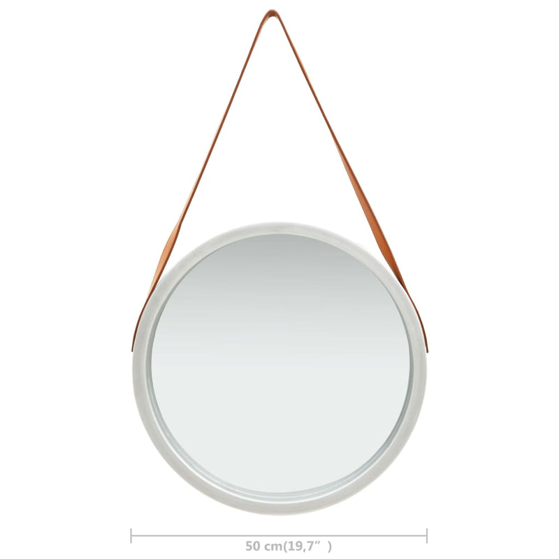 Wall Mirror with Strap 50 cm Silver