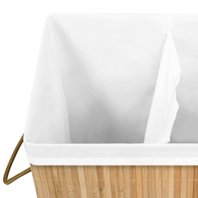 Bamboo Laundry Basket with 2 Sections 72 L