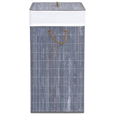 Bamboo Laundry Basket with 2 Sections Grey 100 L