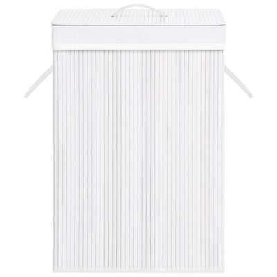 Bamboo Laundry Basket with 2 Sections White 72 L