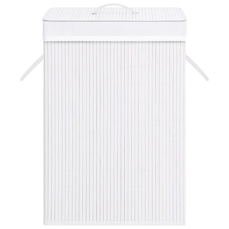 Bamboo Laundry Basket with 2 Sections White 72 L