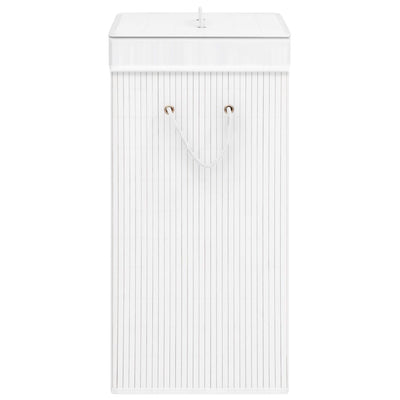 Bamboo Laundry Basket with 2 Sections White 72 L