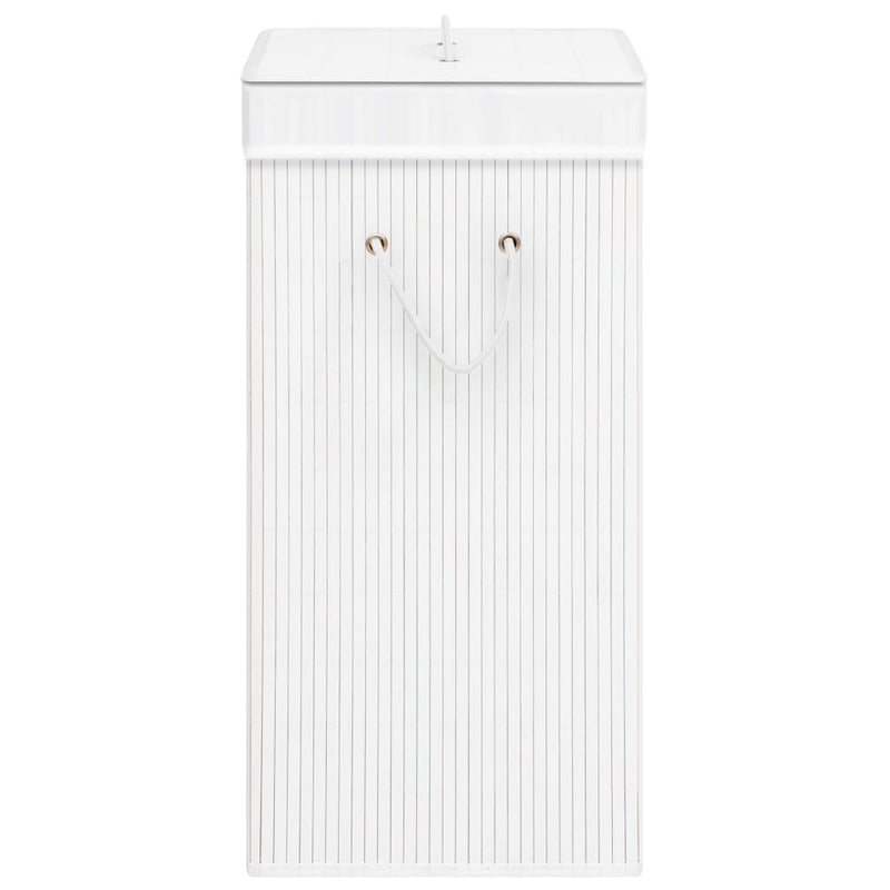 Bamboo Laundry Basket with 2 Sections White 72 L