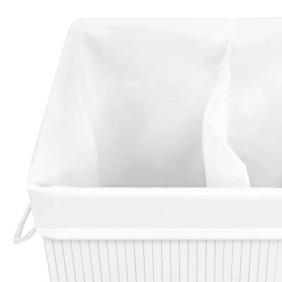 Bamboo Laundry Basket with 2 Sections White 72 L