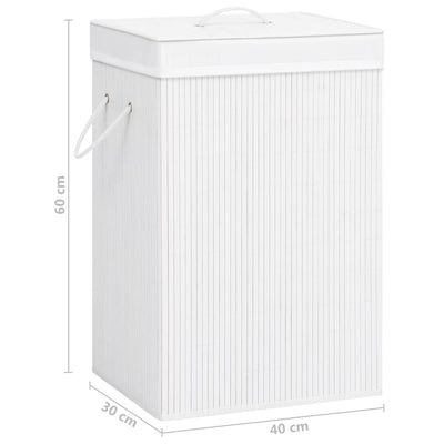 Bamboo Laundry Basket with 2 Sections White 72 L