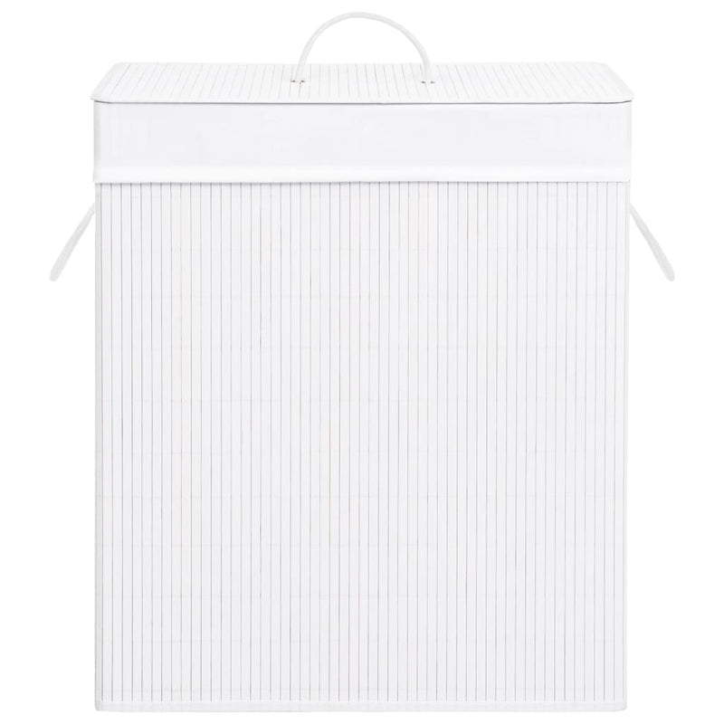 Bamboo Laundry Basket with 2 Sections White 100 L