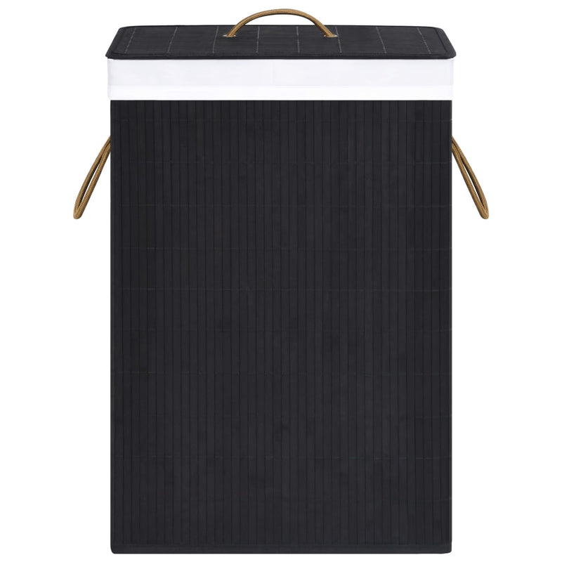 Bamboo Laundry Basket with 2 Sections Black 72 L