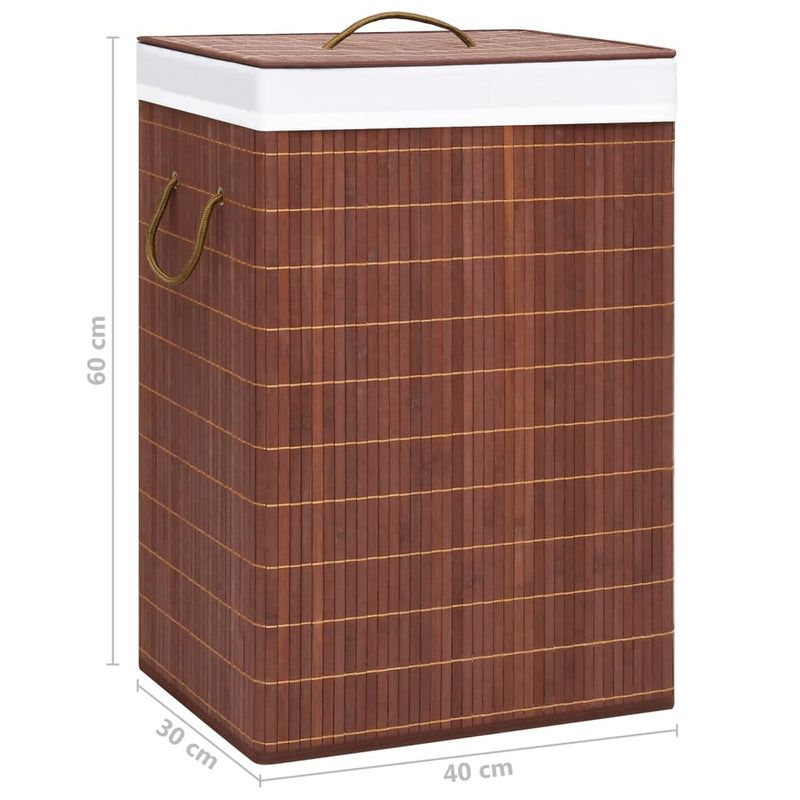 Bamboo Laundry Basket with 2 Sections Brown 72 L