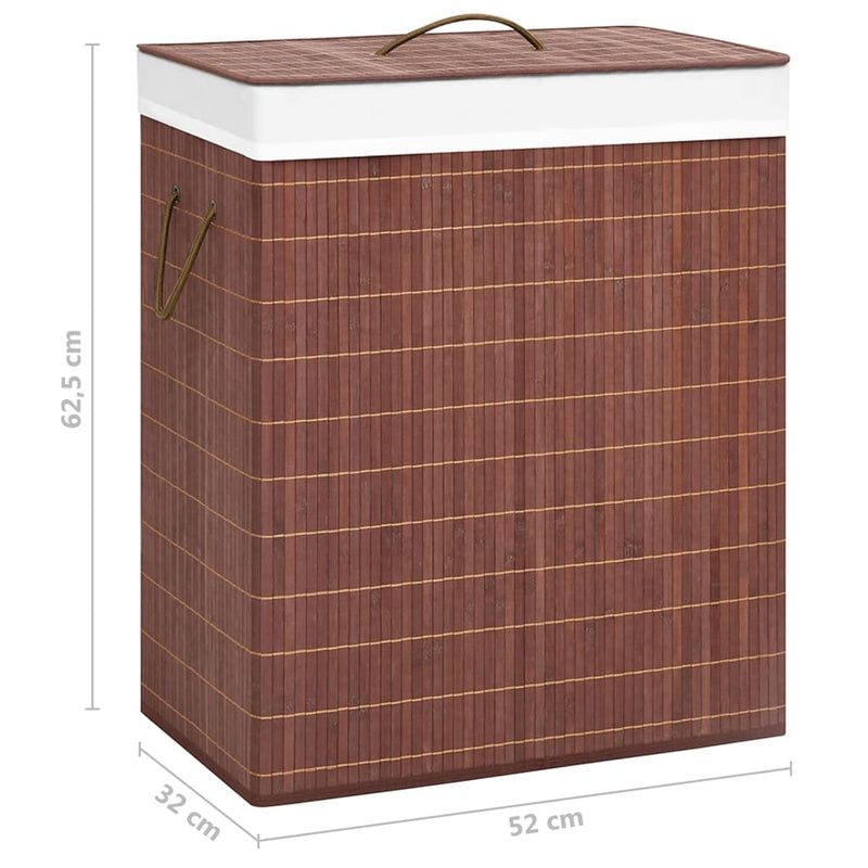 Bamboo Laundry Basket with 2 Sections Brown 100 L