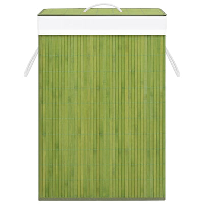 Bamboo Laundry Basket with 2 Sections Green 72 L