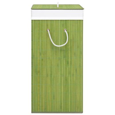 Bamboo Laundry Basket with 2 Sections Green 72 L