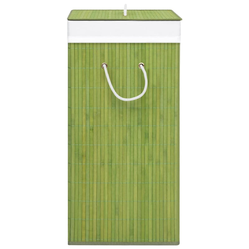 Bamboo Laundry Basket with 2 Sections Green 72 L