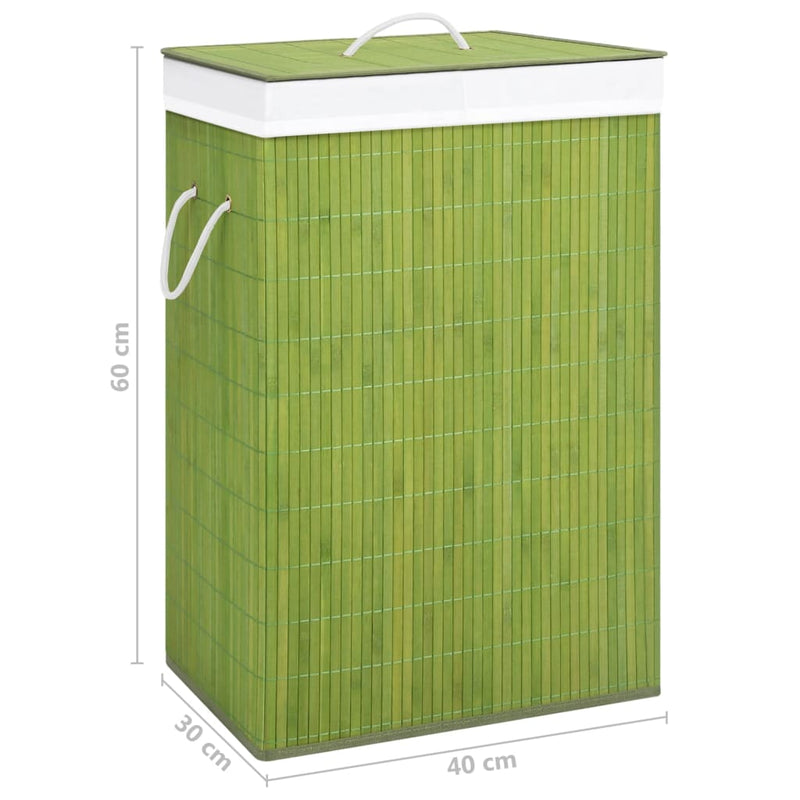 Bamboo Laundry Basket with 2 Sections Green 72 L