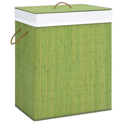 Bamboo Laundry Basket with 2 Sections Green 100 L