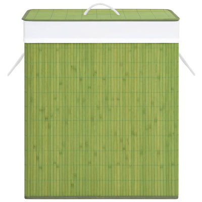 Bamboo Laundry Basket with 2 Sections Green 100 L