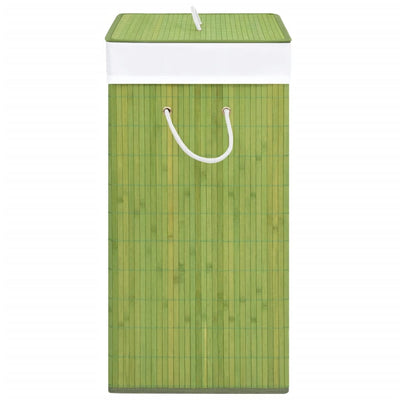 Bamboo Laundry Basket with 2 Sections Green 100 L