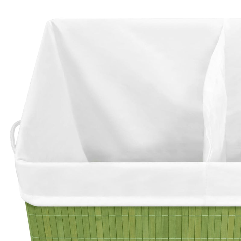 Bamboo Laundry Basket with 2 Sections Green 100 L