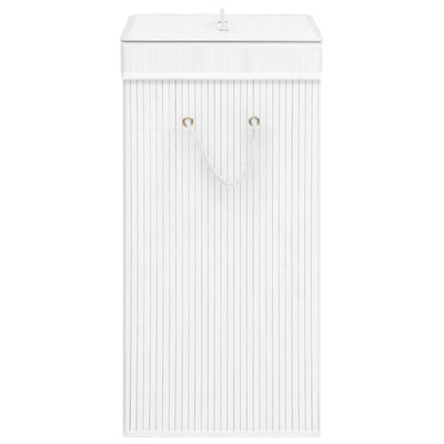 Bamboo Laundry Basket with Single Section White