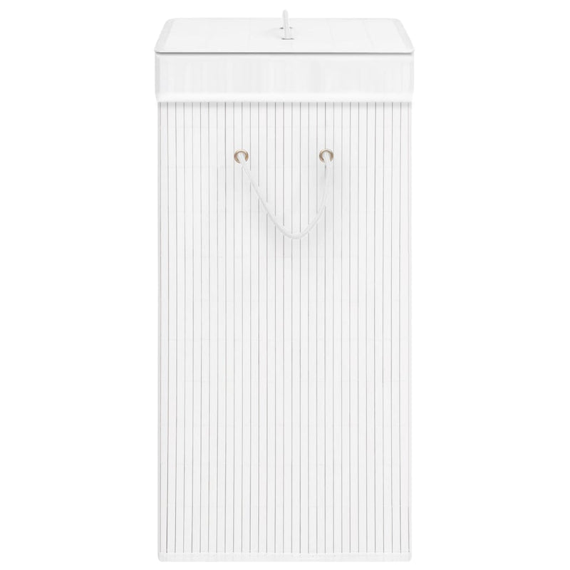 Bamboo Laundry Basket with Single Section White