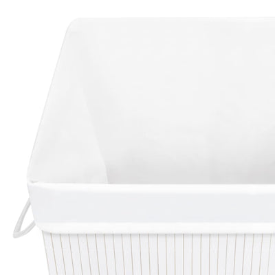 Bamboo Laundry Basket with Single Section White