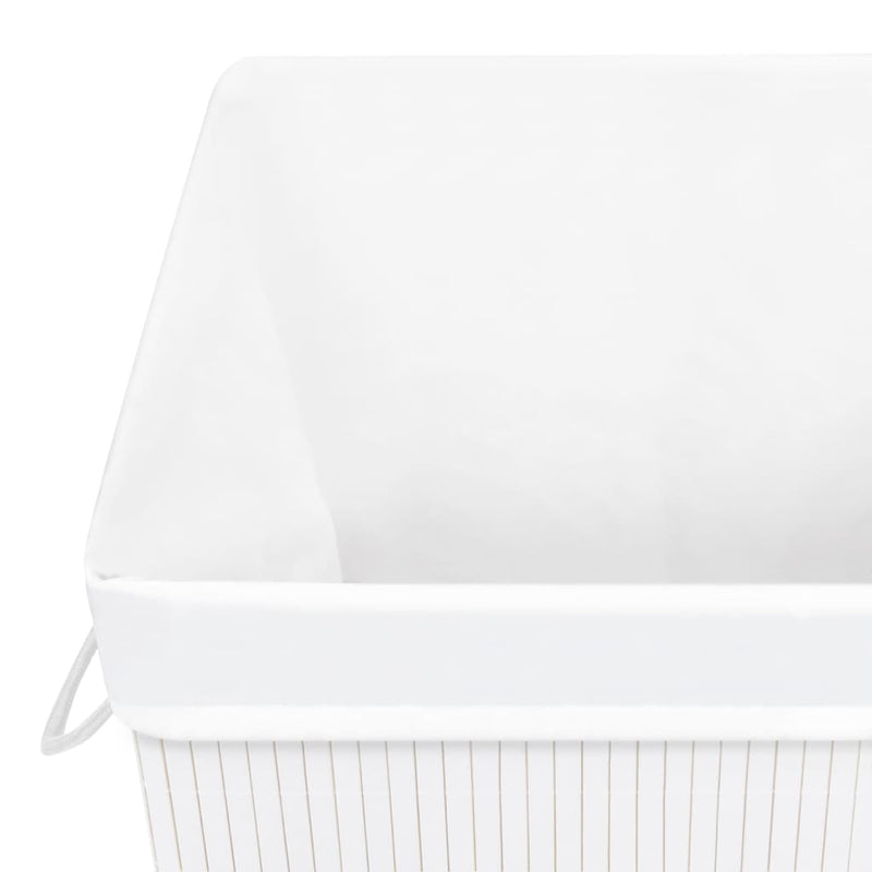 Bamboo Laundry Basket with Single Section White