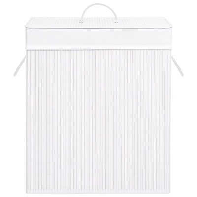 Bamboo Laundry Basket with Single Section White 83 L