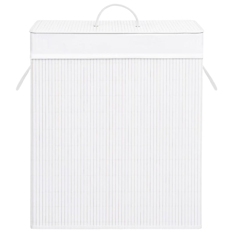 Bamboo Laundry Basket with Single Section White 83 L