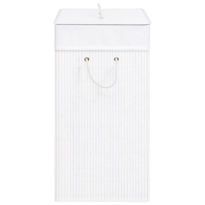 Bamboo Laundry Basket with Single Section White 83 L