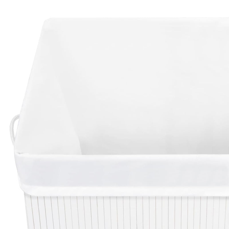 Bamboo Laundry Basket with Single Section White 83 L