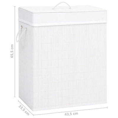 Bamboo Laundry Basket with Single Section White 83 L