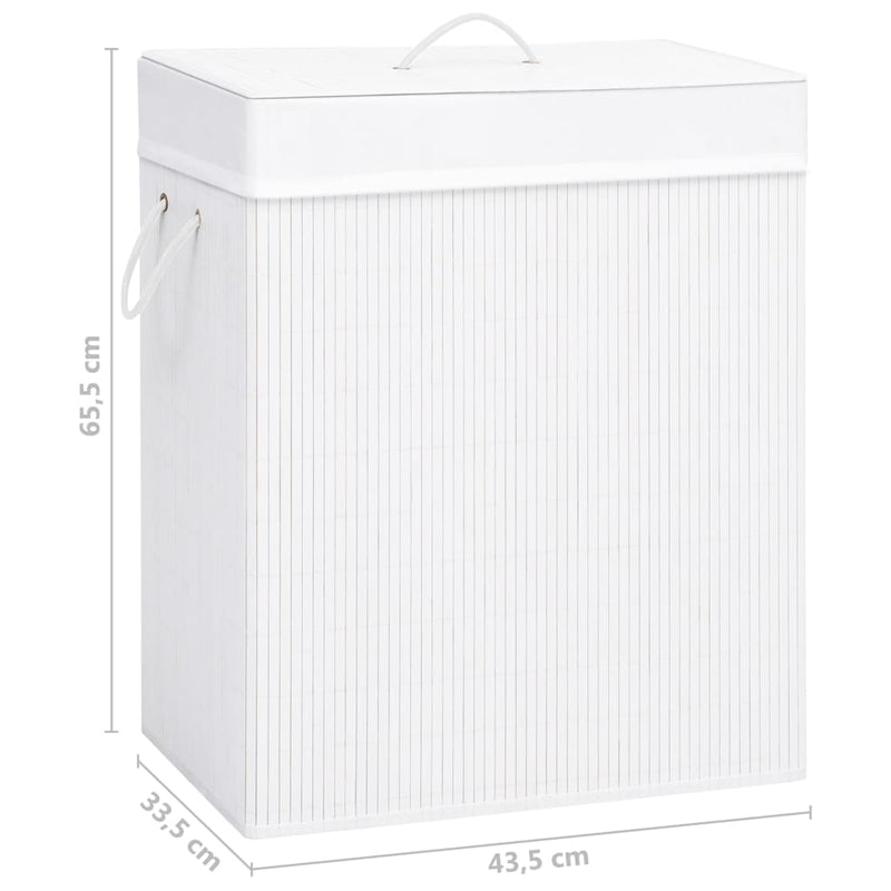 Bamboo Laundry Basket with Single Section White 83 L