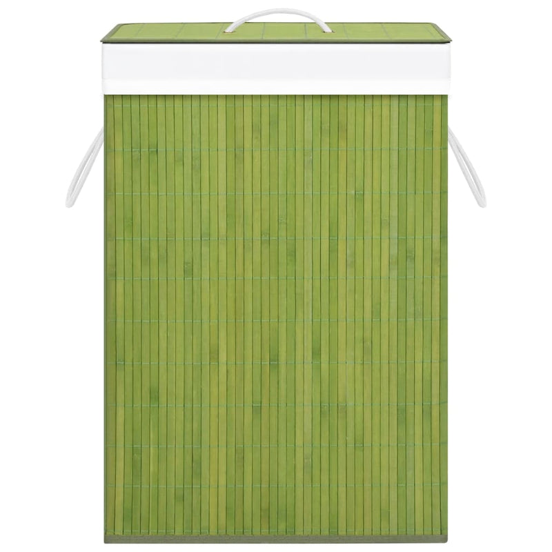 Bamboo Laundry Basket with Single Section Green