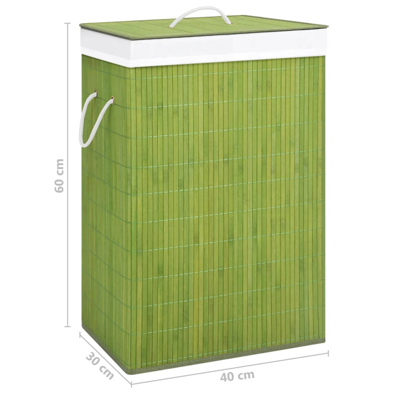 Bamboo Laundry Basket with Single Section Green