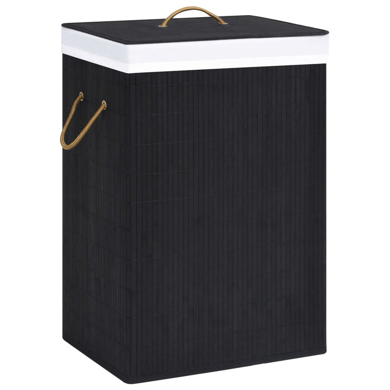 Bamboo Laundry Basket with Single Section Black