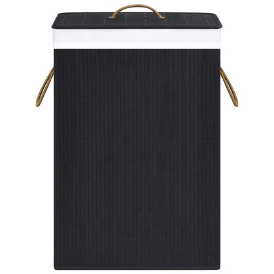 Bamboo Laundry Basket with Single Section Black