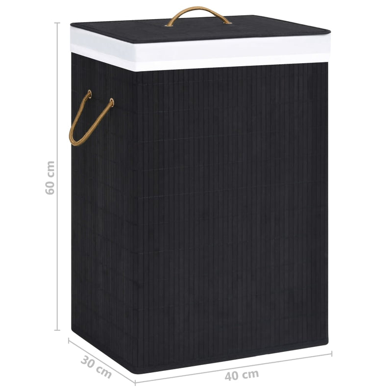 Bamboo Laundry Basket with Single Section Black