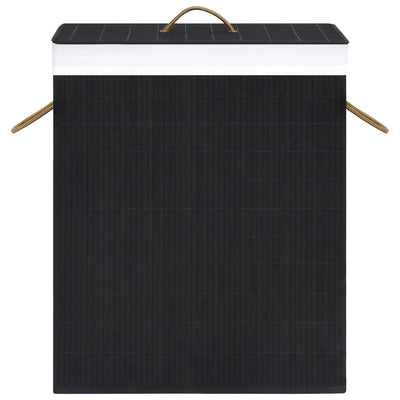 Bamboo Laundry Basket with Single Section Black 83 L