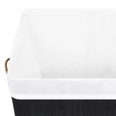 Bamboo Laundry Basket with Single Section Black 83 L