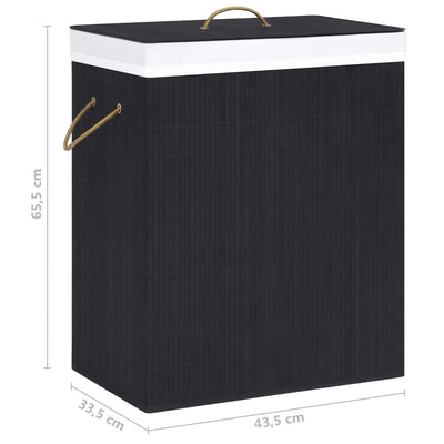 Bamboo Laundry Basket with Single Section Black 83 L