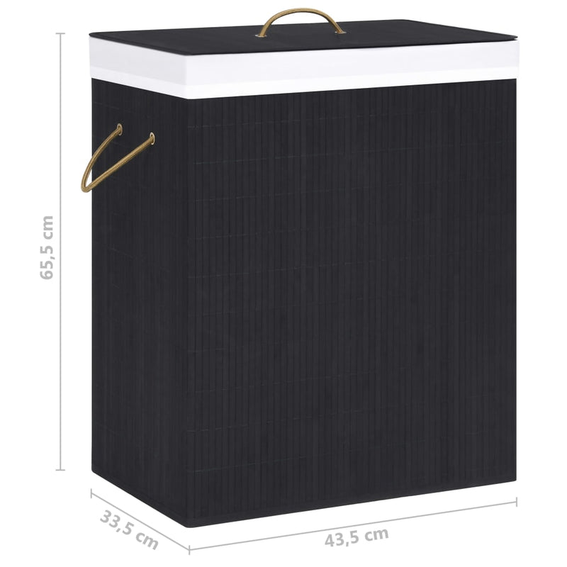 Bamboo Laundry Basket with Single Section Black 83 L