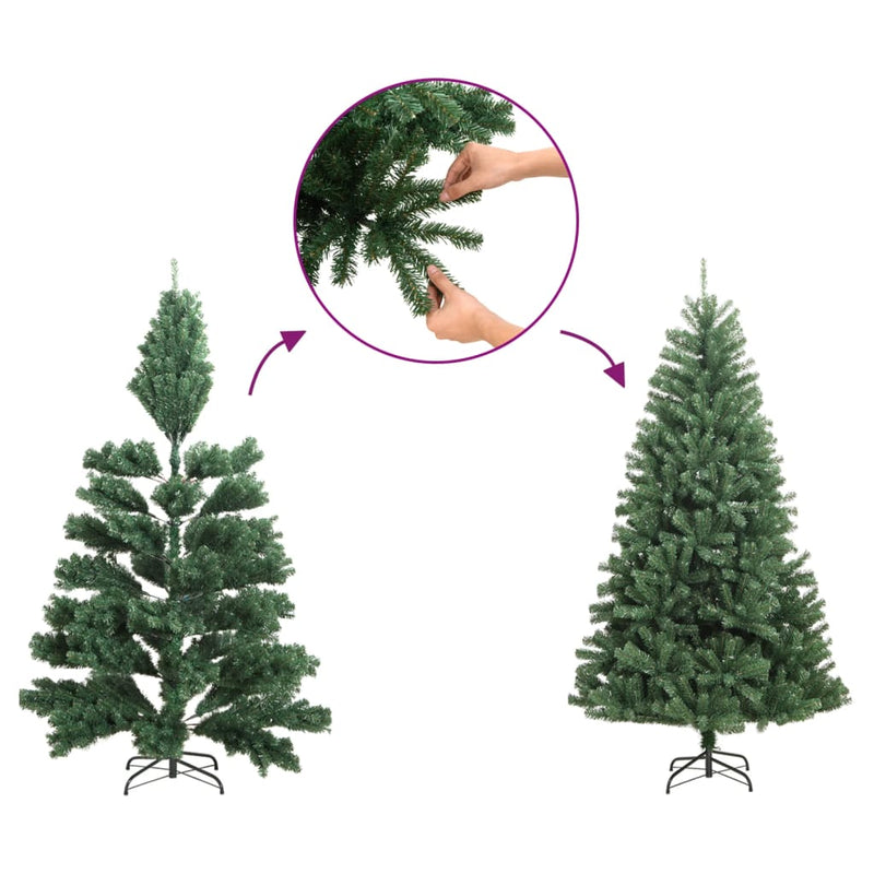 Slim Christmas Tree with Real Wood and Cones Green 150 cm PVC