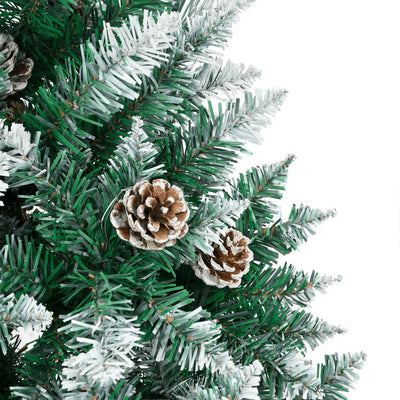 Slim Christmas Tree with Real Wood and White Snow Green 150 cm