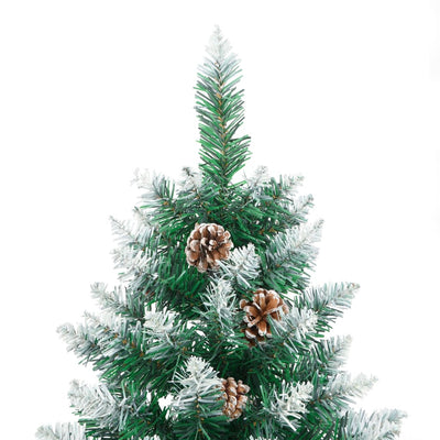 Slim Christmas Tree with Real Wood and White Snow Green 180 cm