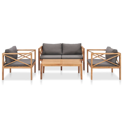 4 Piece Garden Lounge Set with Cushions Solid Wood Teak