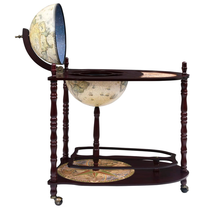 Freestanding Globe Bar Wind Stand Eucalyptus Wood Green