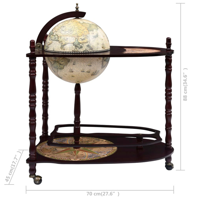 Freestanding Globe Bar Wind Stand Eucalyptus Wood Green