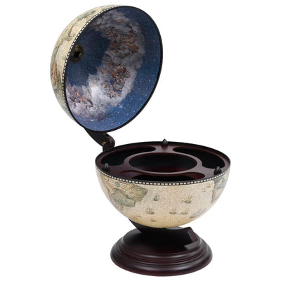 Tabletop Globe Bar Wine Stand Eucalyptus Wood Green