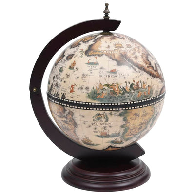 Tabletop Globe Bar Wine Stand Eucalyptus Wood White