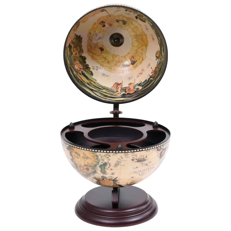 Tabletop Globe Bar Wine Stand Eucalyptus Wood White